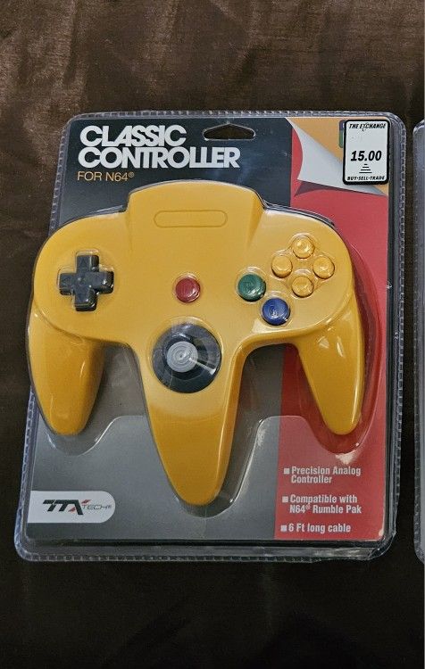 New Nintendo 64 Wired Classic Controller Yellow (TTX Tech) 