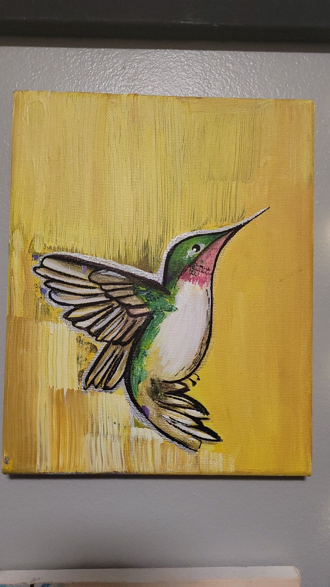 Acrylic humming bird painting