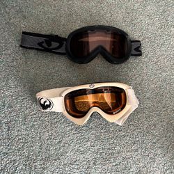 2-Pack Snow Googles | White & Black Frame | Adjustable Size