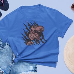 DinoRoar 3D T-Rex Breakthrough Graphic T-Shirt, Bright Blue, Short Sleeve, Dinosaur Theme, Casual Wear (US, Alpha, X-Large, Regular, Regular)