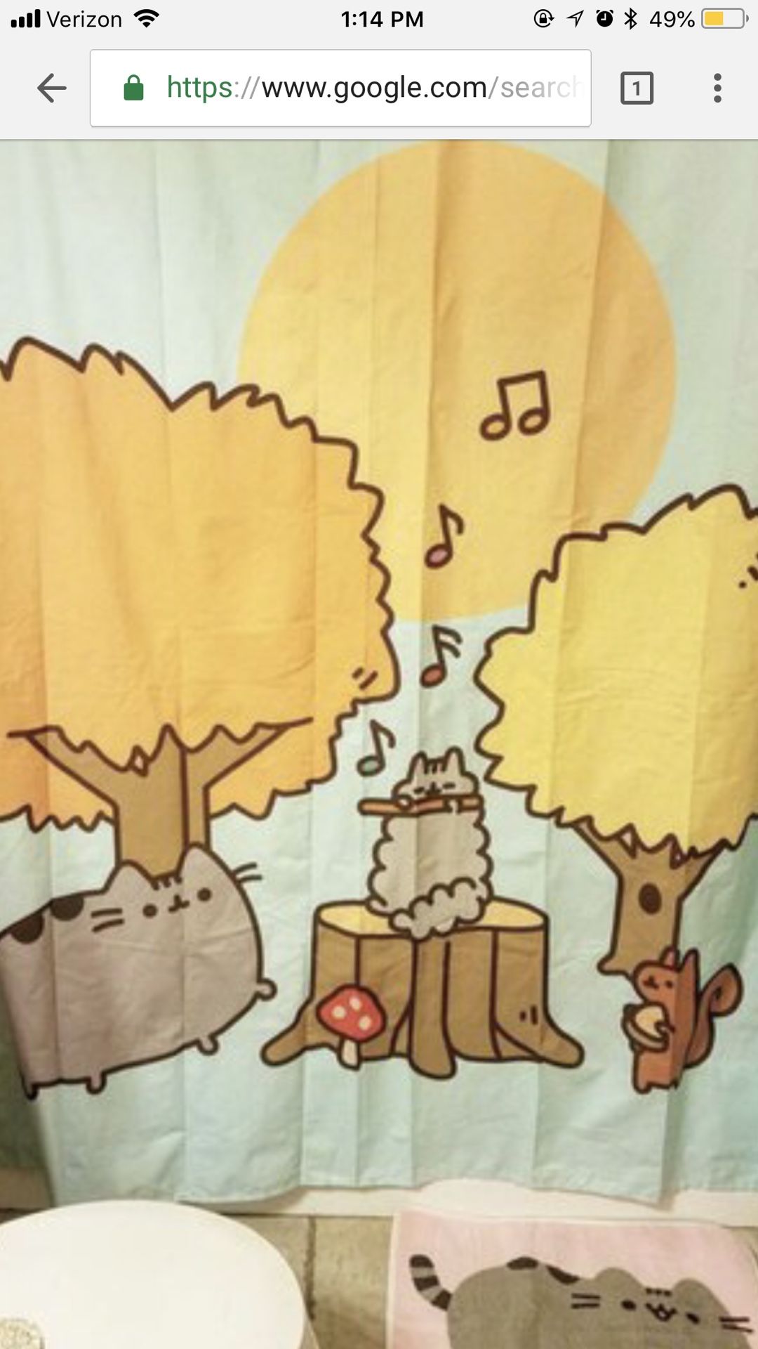 Pusheen fabric shower curtain