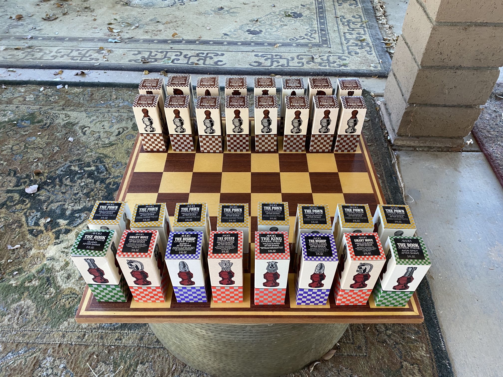 Complete Vintage Avon Perfume Chess Set With Chess Board 