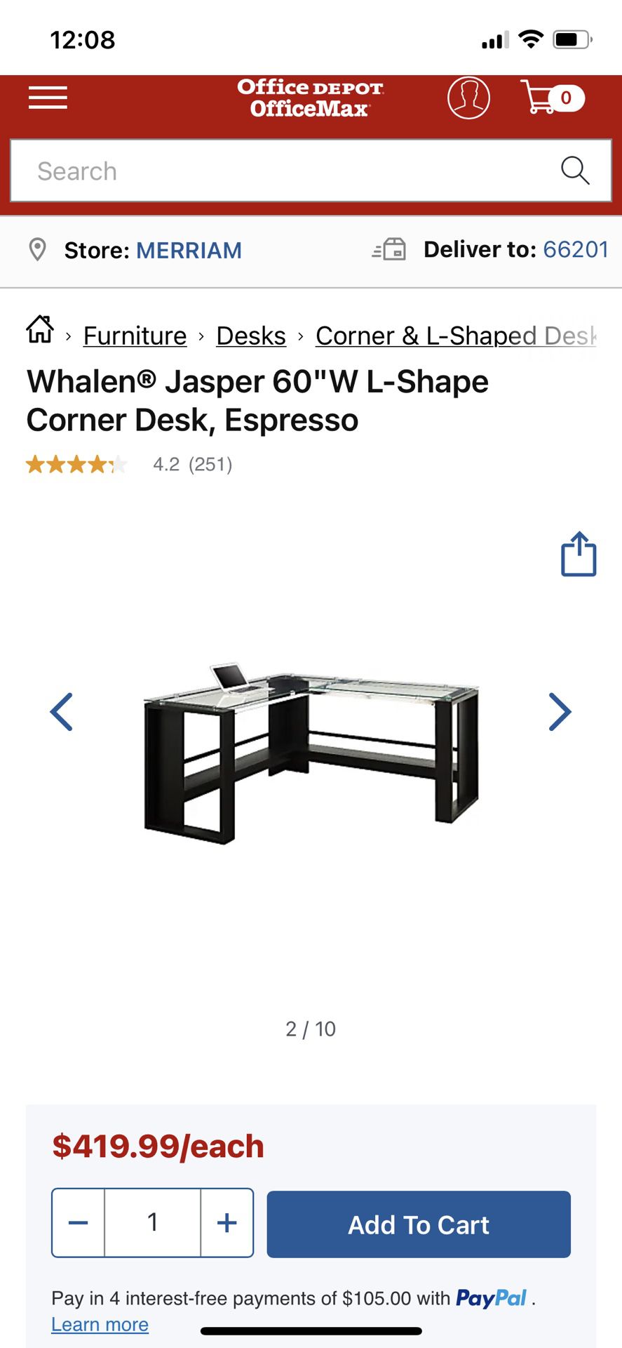 Whalen® Jasper 60"W L-Shape Corner Desk