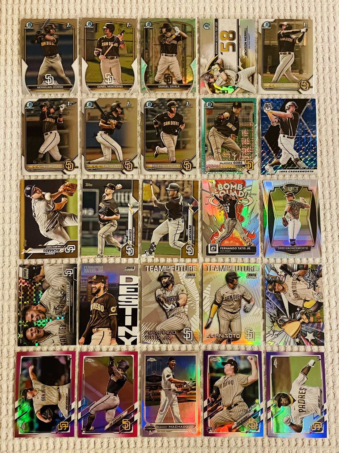 San Diego Padres 25 Card Baseball Lot! Rookies, Refractors, Parallels, Short Prints, Variations & More!