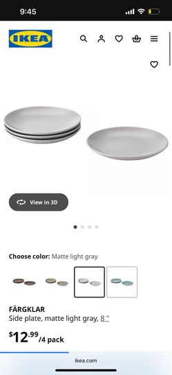 IKEA FÄRGKLAR - Set Of 8 Matte Gray Plates