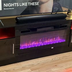 TV Stand with fireplace and heating