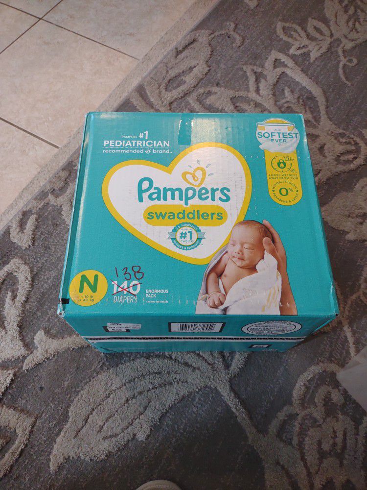 Opened Box Of Pampers Swaddlers Size Newborn