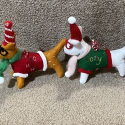 Target Wondershop Christmas 2023 Felt 2 Dog Ornaments with Sweaters & Scarfs