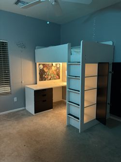 IKEA bunk bed With Under Desk And Mattress $75 OBO