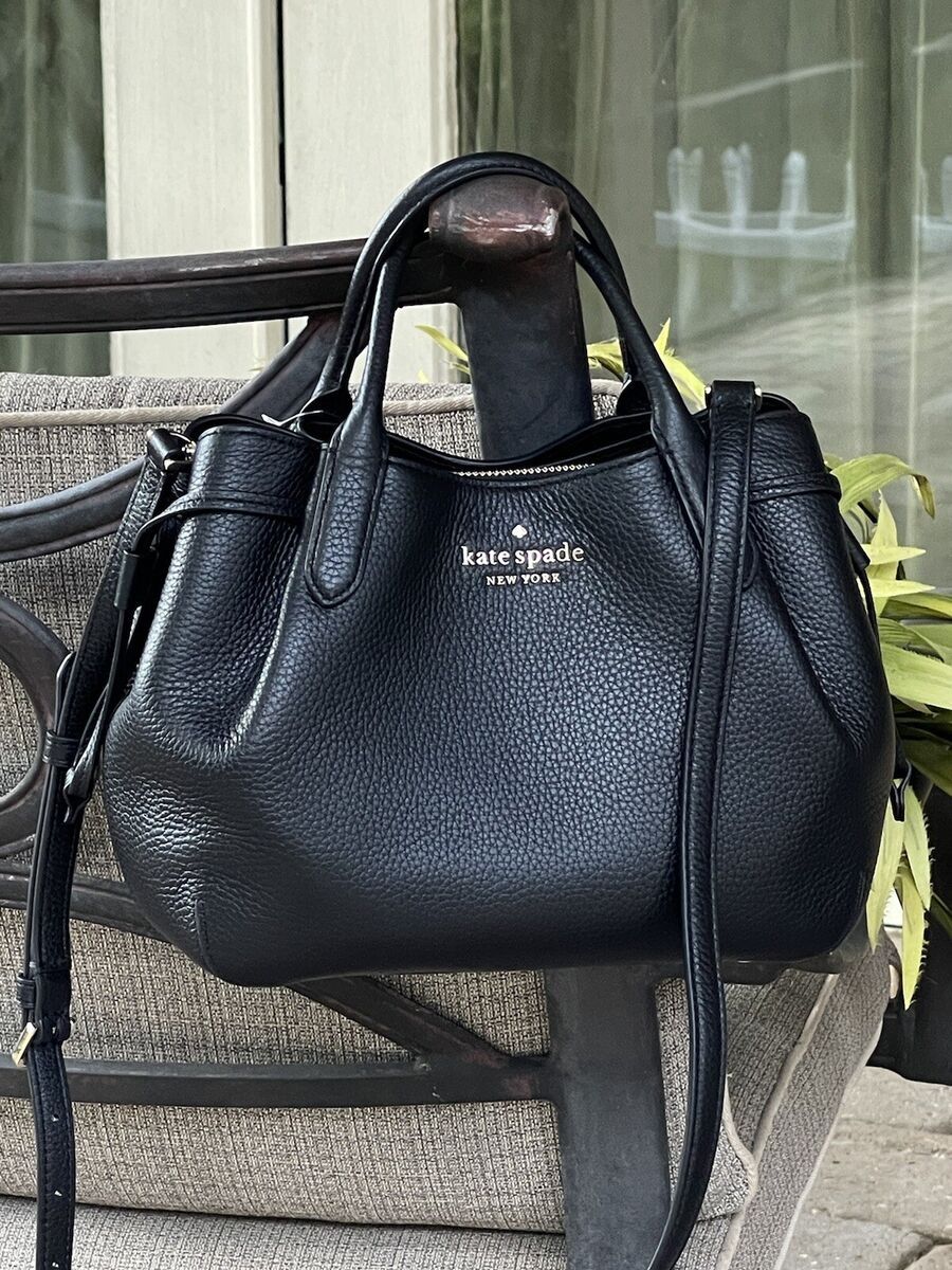 KATE SPADE DUMPLING SMALL SATCHEL SHOULDER HOBO BAG TOTE BLACK LEATHER GOLD