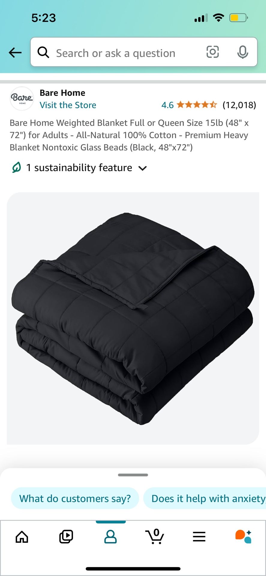 Black 15 lb weighted blanket