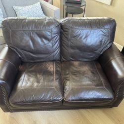 FREE 2-Piece Top Grain Leather Sofa  + Loveseat