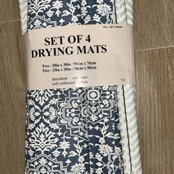 Creative Home Ideas Drying Mats Set of 4 Charcoal or Blue Brand New