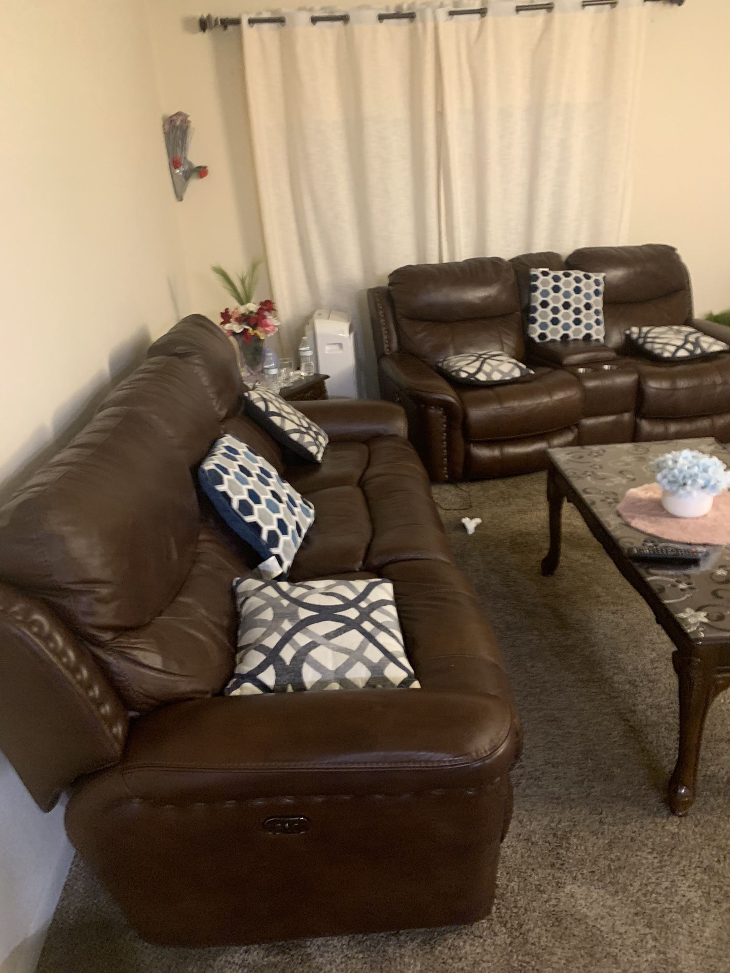Leather 2 Sofa Set