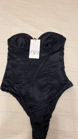 Zara Satin Effect Corset Bodysuit