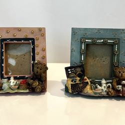 Vintage Teddy Bear Picture Frames- Set Of Two