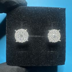 Moissanite Earrings 9mm in Diameter //Screw Back //14K White Gold Plated //PASS DIAMOND TESTER