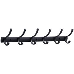 Wall-Mounted J-Hook Double Robe/Towel Hook in Black 21.6 in .