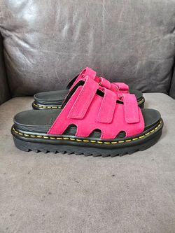 Dr. Martens Raine Slide suede upper sandal shoes fuchsia Pink Women's size 11