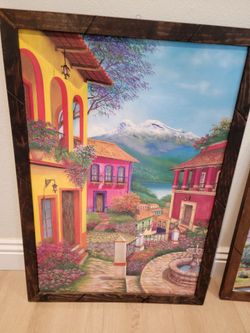 Mexican Village Scene Wall Art Frame