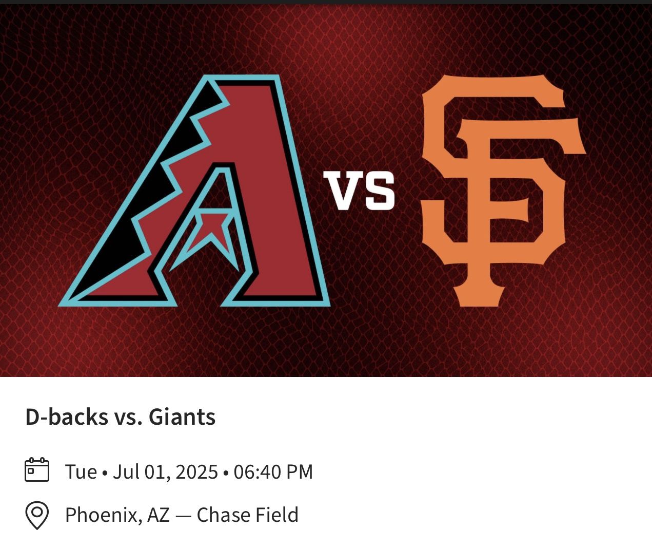 Diamondbacks VS Giants 