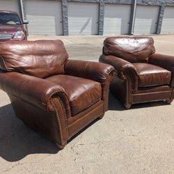 (2) Full Grain Leather Chairs By Classic Leather 