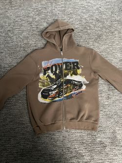 Oversized Power Moto Zip Through Hoodie