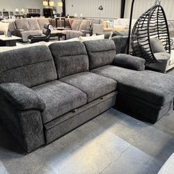 2pc Pull Out Sofa Bed w/ Storage Space & Cupholders