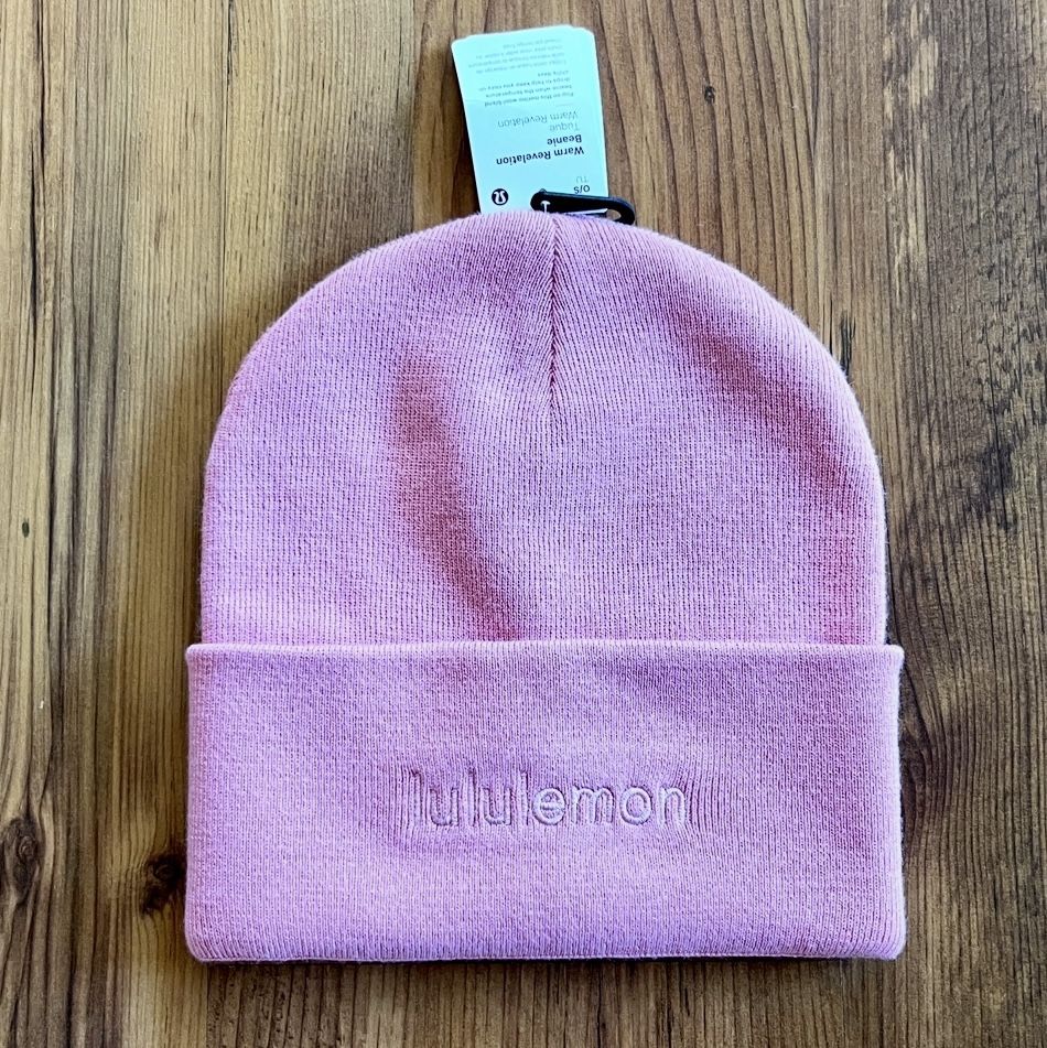 BNWT Lululemon Pink Warm Revelation Beanie *Wordmark Soft Merino Wool Blend