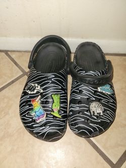 Crocs Classic Clogs x Ron English "Party Animals" Zebra Black