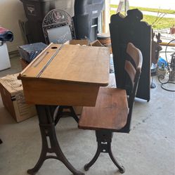Old School Desk With Chair