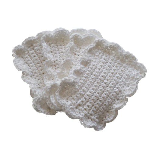 White Handmade Reusable Cotton Sponges-Set of 4