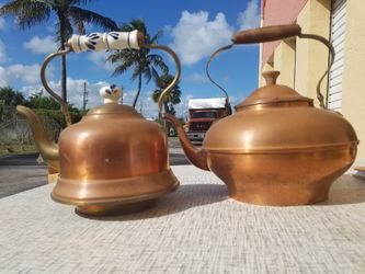 Antique Copper and Brass Tea Kettles