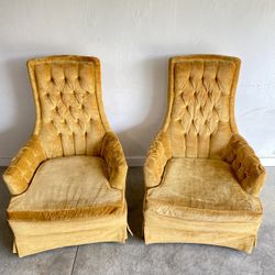 Vintage Broyhill Velvet Gold Chairs