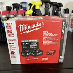 2 New Milwaukee M18 6.0 High Output Batteries + Charger