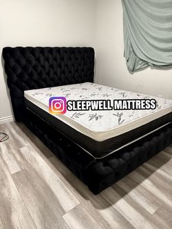 New Queen bed frame with mattress