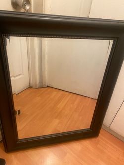 Dark Wood Framed Wall Mirror