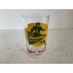 1950s green bay packer miller glass cup 