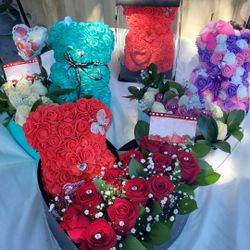 Rose Bear With Heart Box 