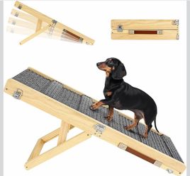 2026 Upgraded Dog Ramp for Couch, Foldable Small Dog Ramp for Sofa, 4 Adjustable Height from 13'' to 21", Portable Stable Pet Steps with Non-Slip Pad,