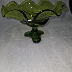 Green Viking Glass Ruffled Edge