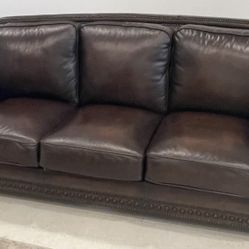  Brown Leather Couch And Recliner Chair 
