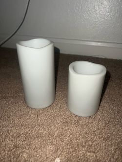 Set of 2 White Flameless Pillar Candles