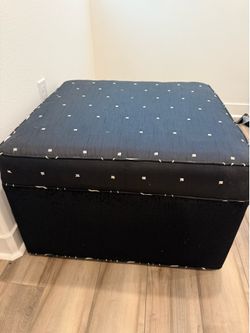 Large Rolling Fabric Ottoman Cushion Bench with wheels and large matching pillow