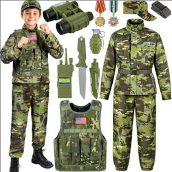 NEW - Kids Army Costume for Boys Age 6-9 Halloween & Pretend Play