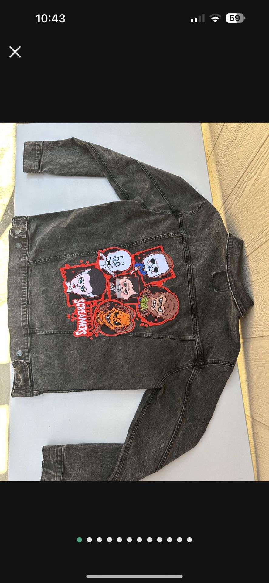2022 Universal Studios Halloween Horror Nights Black Denim Jacket Med Screamers  