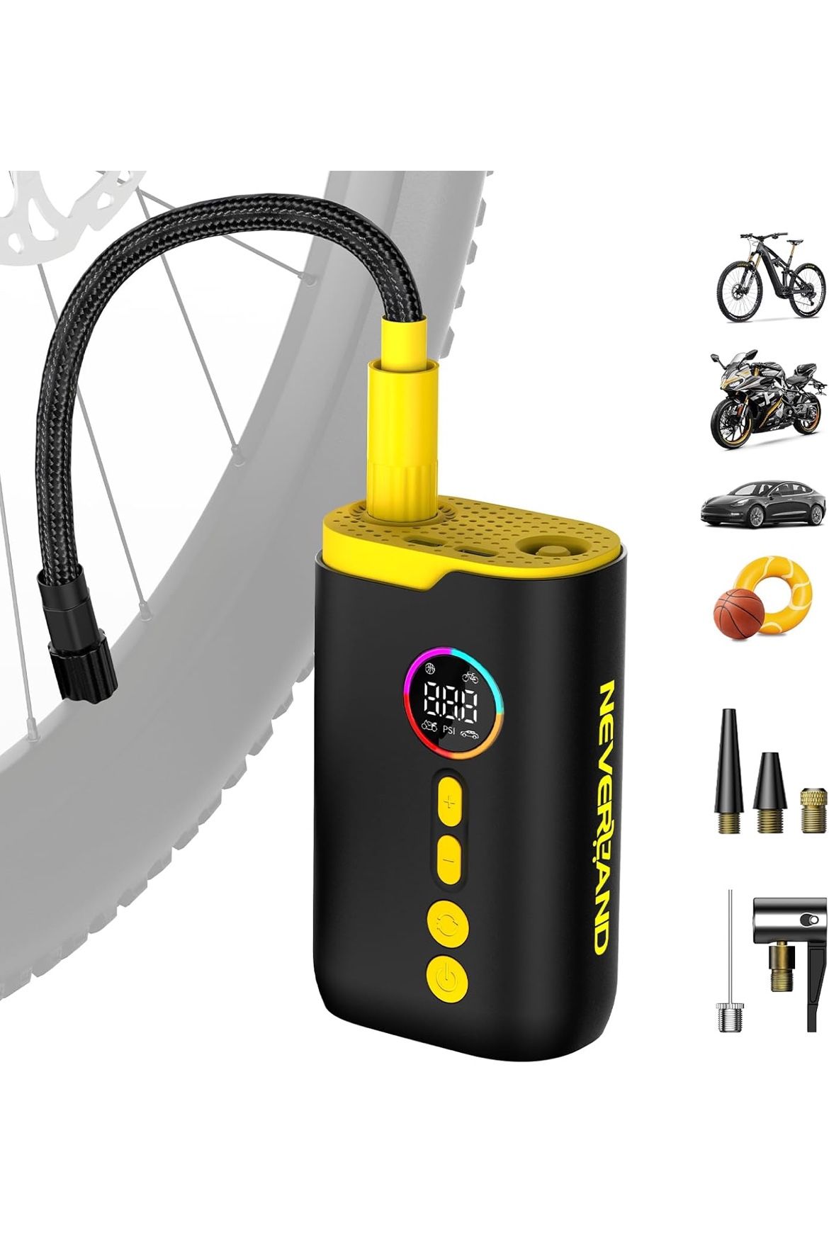 Tire Inflator Portable Air Compressor - 150 PSI Bike Air Pump, Auto Electric Air Inflator for Car Tires, Motorcycle, Bicycle, Bike Tire Pump with Gaug