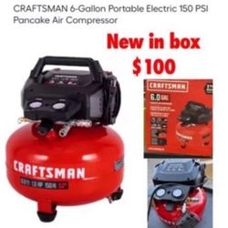 New in box CRAFTSMAN 6-Gallon Portable Electric 150 PSI Pancake Air Compressor $100 firm cash only east Palmdale 