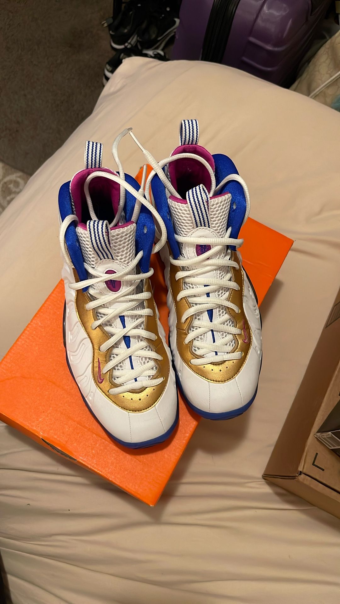 White Gold Royal Blue And Hot Pink Foamposite