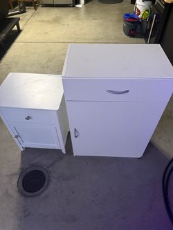 White Storage Cabinet and Nightstand